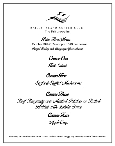 Supper Club for October 19th 2024